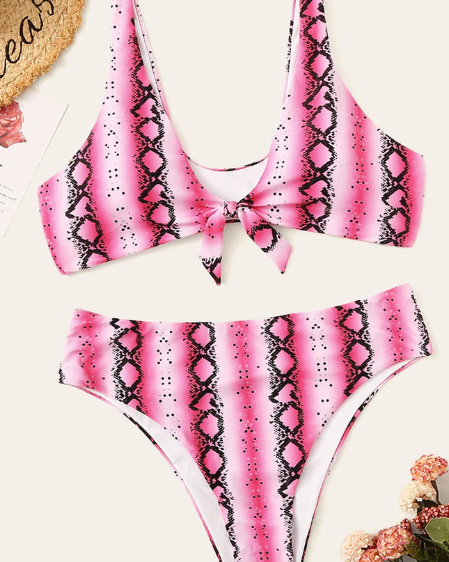 Sexy plus size knotted high waist ladies swimwear