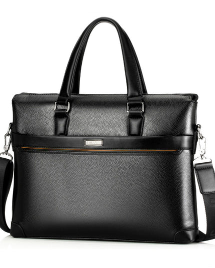 Men’s Diagonal Handbag Briefcase | PU Leather, 15-Inch Laptop Compatible