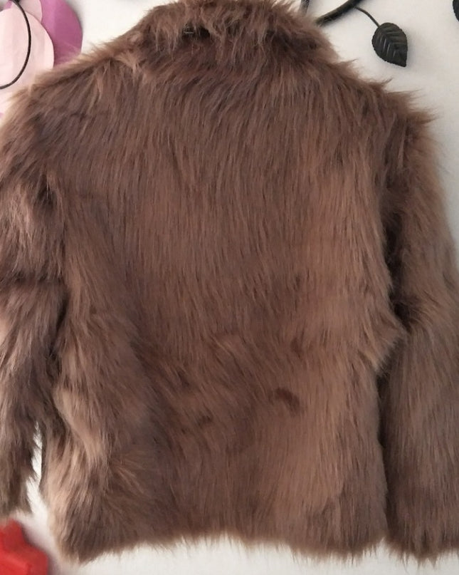 Faux Fur Jacket Fox Fur Warm Winter Stand Collar Slim Jacket