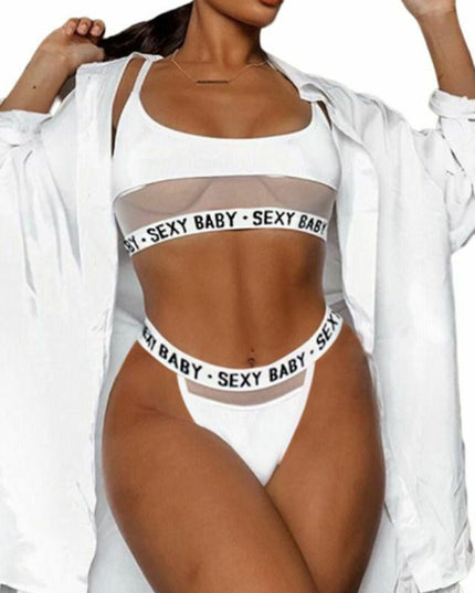 Sexy openwork letters split bikini