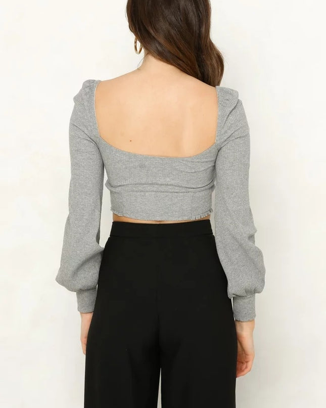 Sexy square collar knotted top
