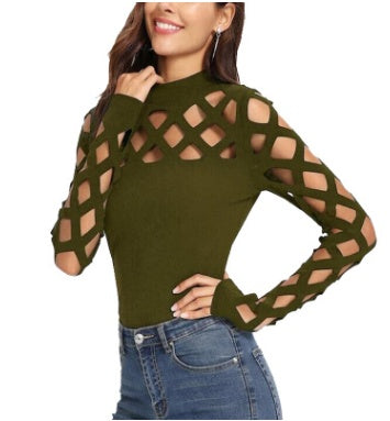 Round neck hollow long sleeve