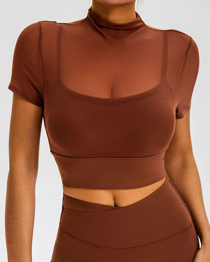 With Chest Pad One-piece Cup Temperament Sexy Sports Turtleneck Grenadine