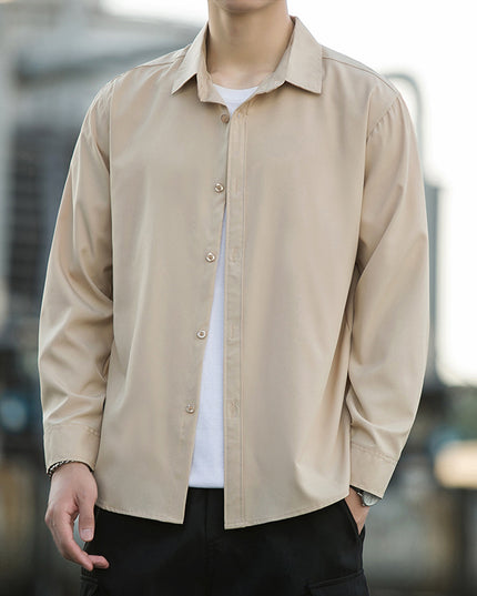 Men's Ice Silk Drape Long Sleeved Loose Casual Shirt