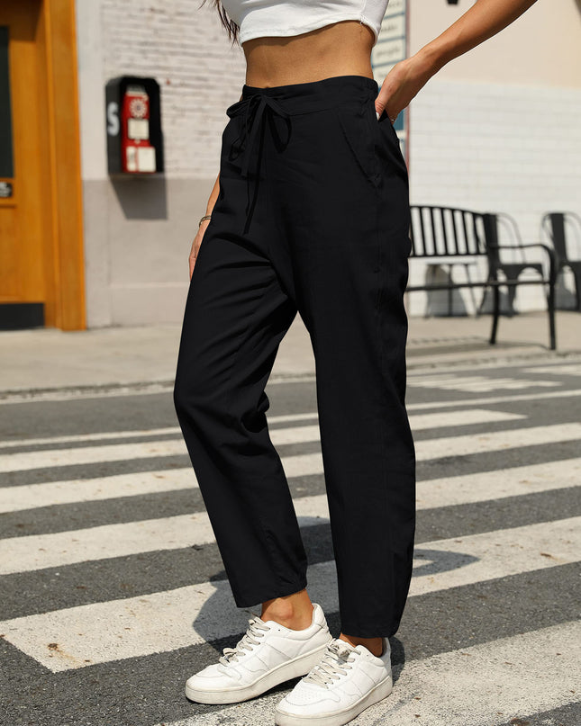 New Casual Linen Drawstring Pants For Women - Comfortable & Stylish