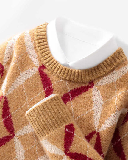 Round Neck Multicolor Thick Loose Leisure Cashmere Bottoming Shirt