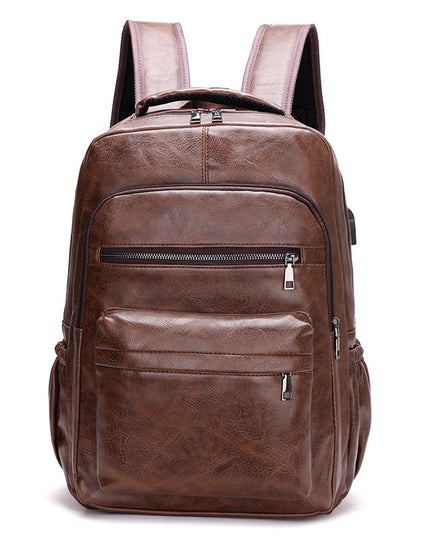 New PU Casual Large Capacity Multi-functional Retro Leather Backpack