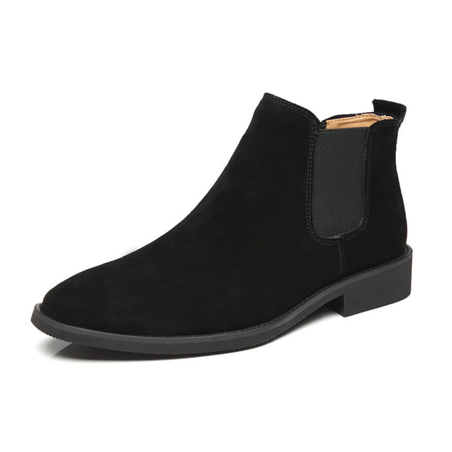Men's leather pointed toe high-top boots