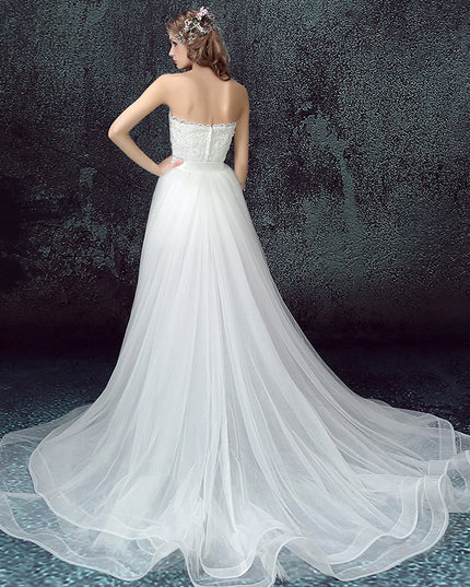 Sexy Detachable Skirt Mermaid Tulle Lace Appliques Short Wedding Dress New Wedding Dresses