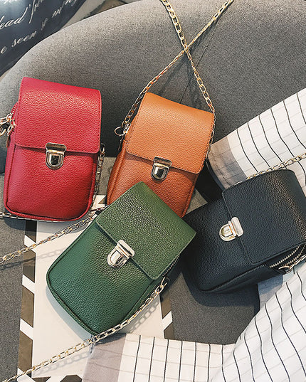 Chain double zipper cross - slung casual bag