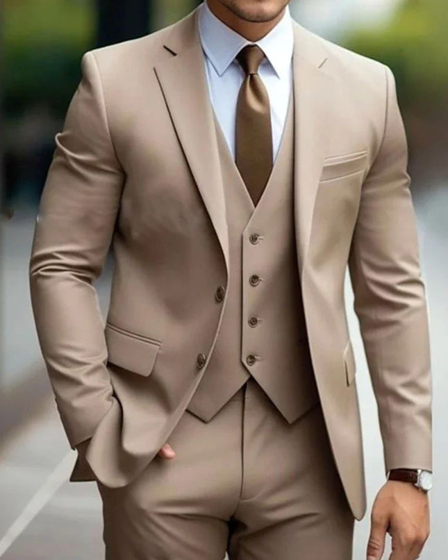 Business Casual Men's Three-piece Suit For Bridegroom Men's Wedding