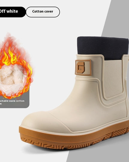 Men's Short Fashion Non-slip Waterproof Shoes Fleece-lined Platform