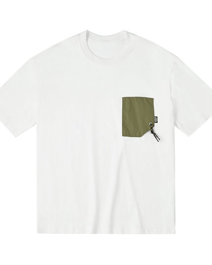 Contrast Color Patch Pocket Short Sleeve Heavy Cotton