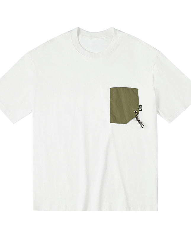 Contrast Color Patch Pocket Short Sleeve Heavy Cotton