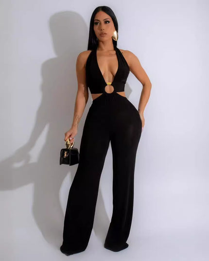 Women's Casual Versatile Solid Color Camisole Jumpsuit