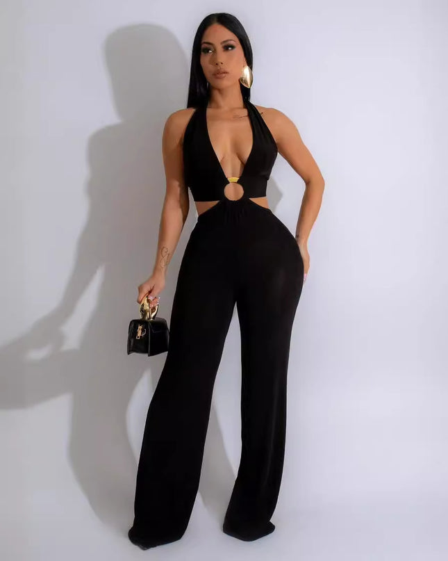 Women's Casual Versatile Solid Color Camisole Jumpsuit