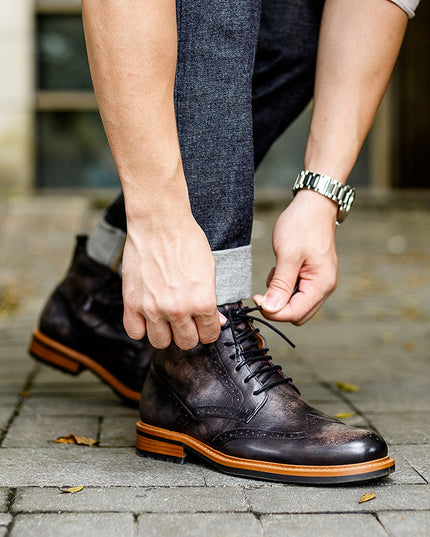 Casual Men's Leather Round Toe Martin Boots