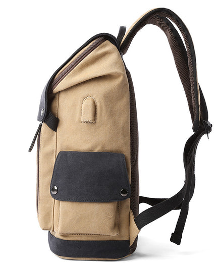 Canvas Men's Backpack Large Capacity Student School Bag