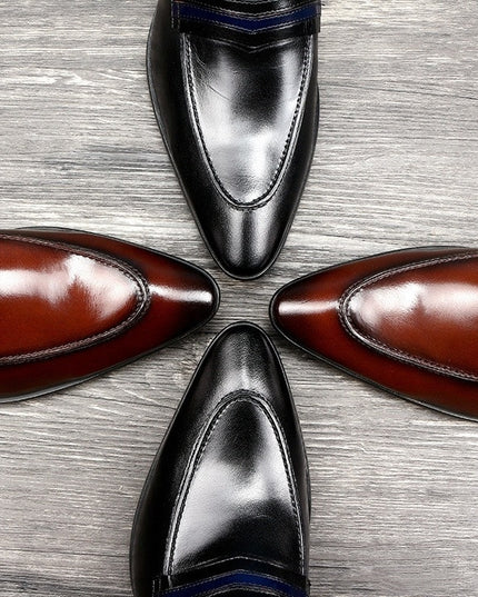 Shallow mouth men's shoes leather shoes