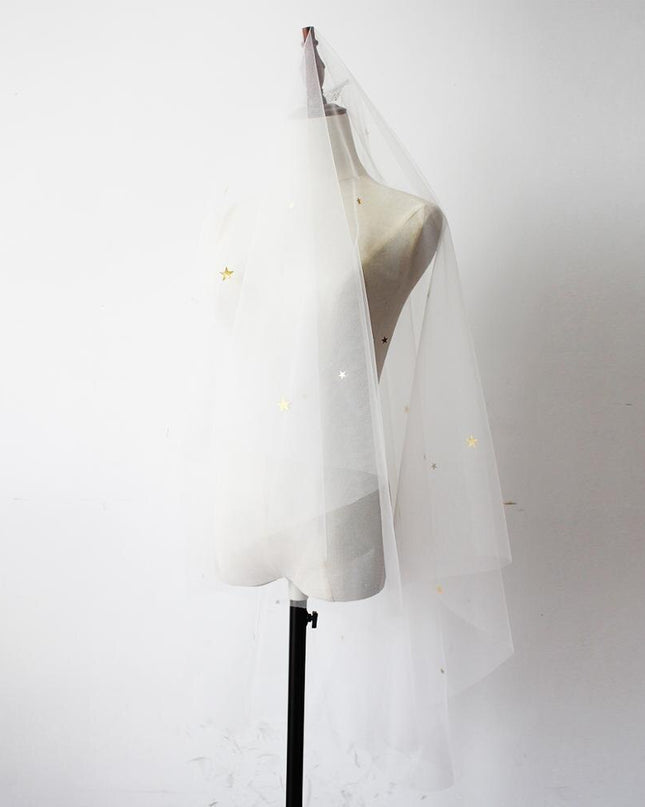 Star Style Hand Sewn Metal Combed Bridal Veil