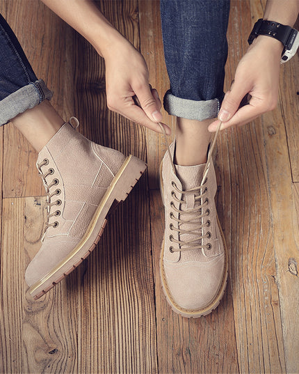 Leather high-top tooling shoes
