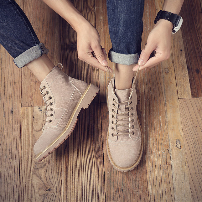 Leather high-top tooling shoes