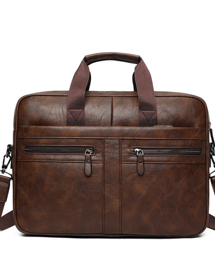 Men’s Retro Crazy Horse Briefcase | PU Leather, European & American Style
