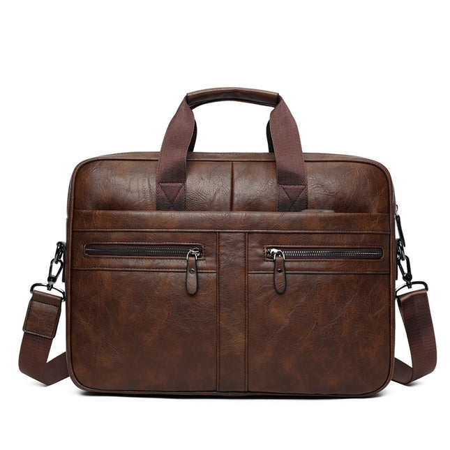 Men’s Retro Crazy Horse Briefcase | PU Leather, European & American Style