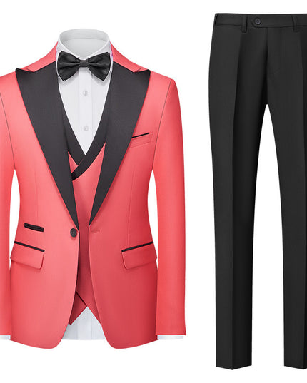 Men's New Suit Three-piece Korean-style Slim-fit Dress Suit