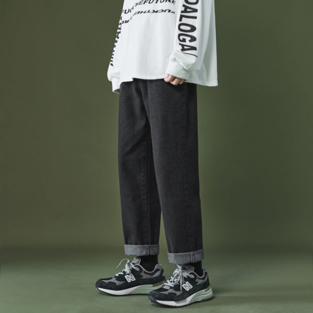 Straight Cropped Jeans Men's Loose