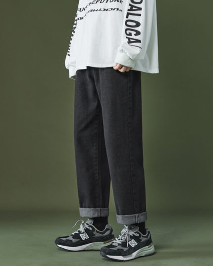Straight Cropped Jeans Men's Loose