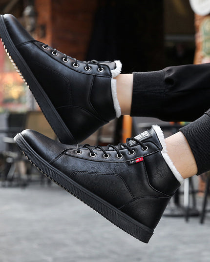 Men's cotton boots plus velvet warm mid-cut shoes men's Martin boots