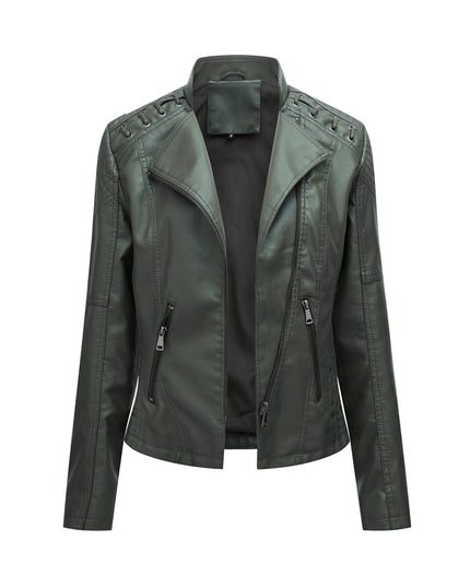 Slim Fit Thin Leather Coat Women's Motorcycle Clothing