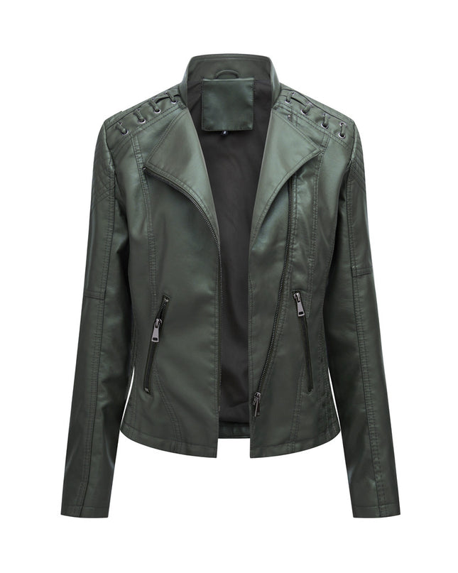 Slim Fit Thin Leather Coat Women's Motorcycle Clothing