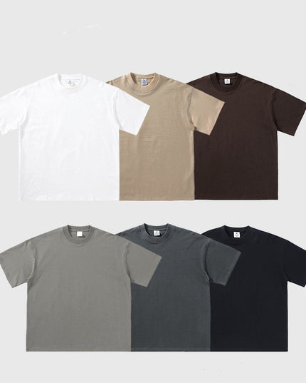 Pure Cotton Drop-shoulder Solid Color Small Neckline T-shirt