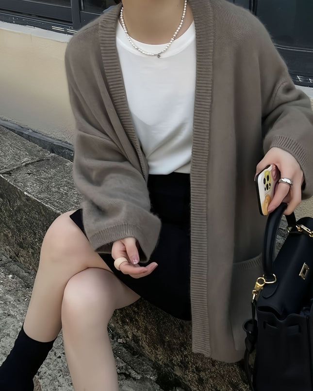 Design Pocket Knitted Cardigan Top Women's Sweater