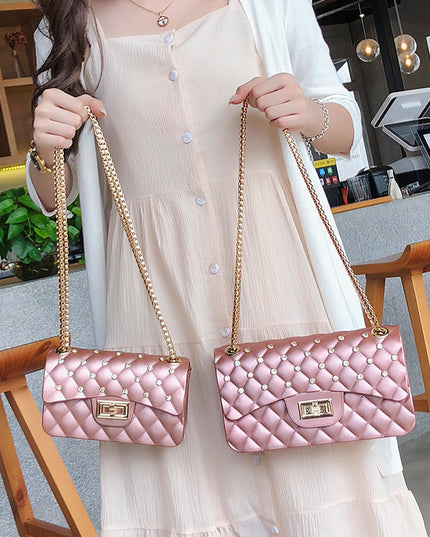 Diamond Chain One-Shoulder Diagonal Small Square Bag