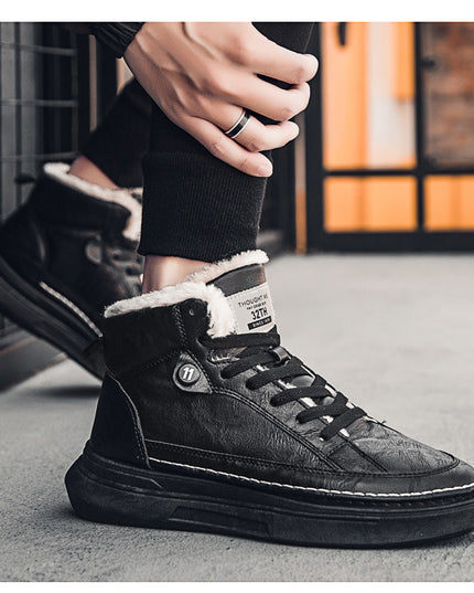 New style plus velvet thick warm high-top sneakers men's cotton shoes Korean fashion casual shoes