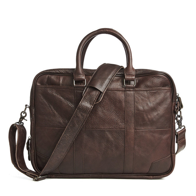 Leather Men’s Briefcase | Business Messenger Bag, 15-Inch Laptop Compatible