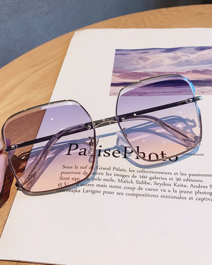 Rimless cut square sunglasses for women