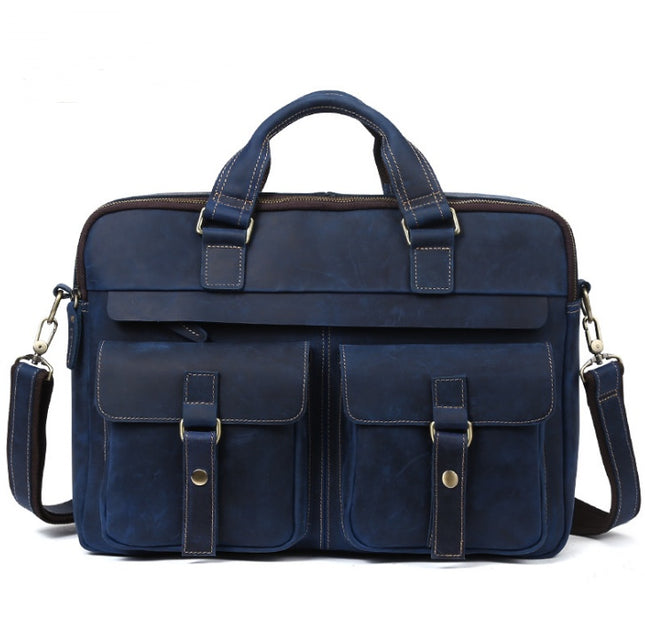 Genuine Men’s Retro Business Bag | Cowhide Briefcase & 15.6-Inch Laptop Bag