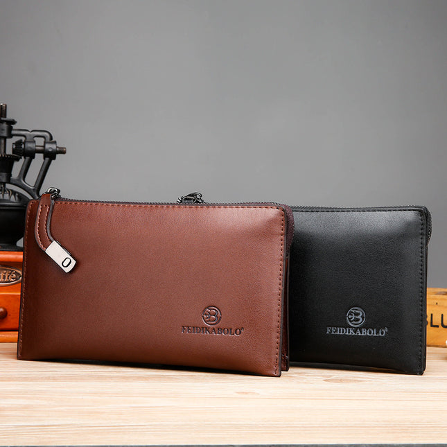 Fashion Wallet Men's Long Zipper Business Handbag Soft Leather