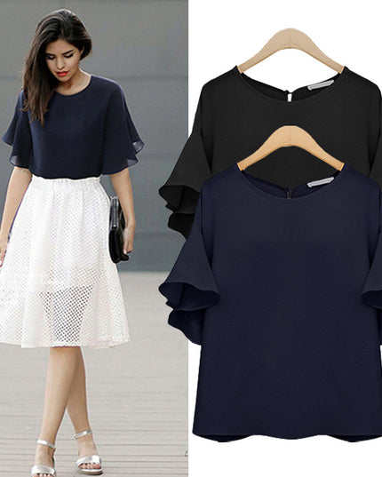 Women's temperament short-sleeved loose shirt