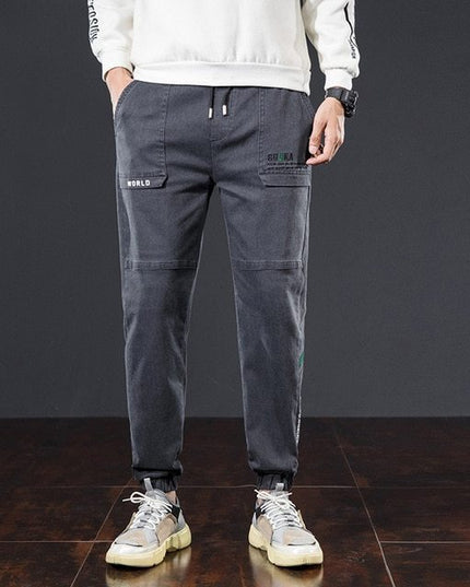 Stretch elastic waist loose-fitting overalls