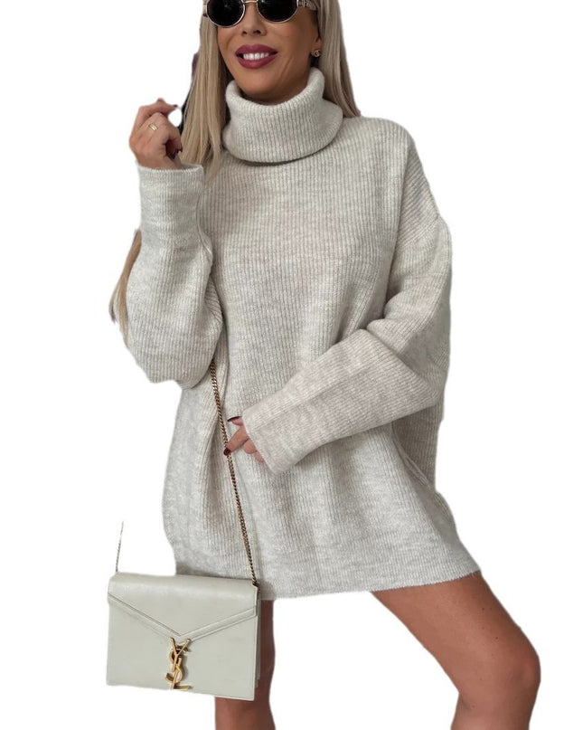 Women's Turtleneck Long Sleeve Knitted Long Sweater