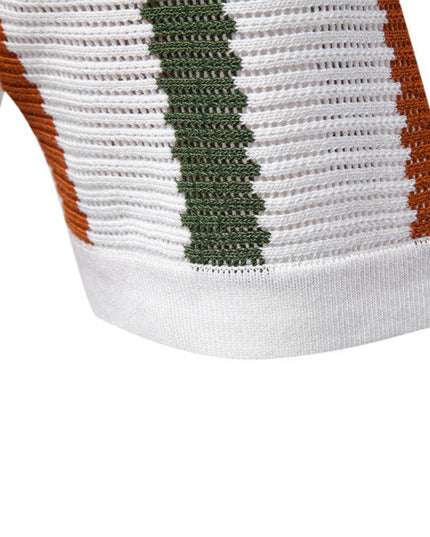 Summer New Breathable Hollow Men Short-sleeved Knitting Polo Shirt