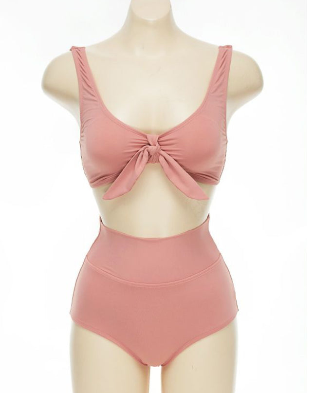 High-waisted belly-covering bikini