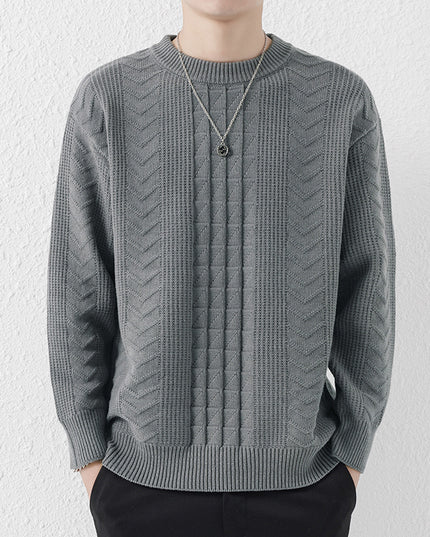 New Men's Round Neck Knitted Sweater
