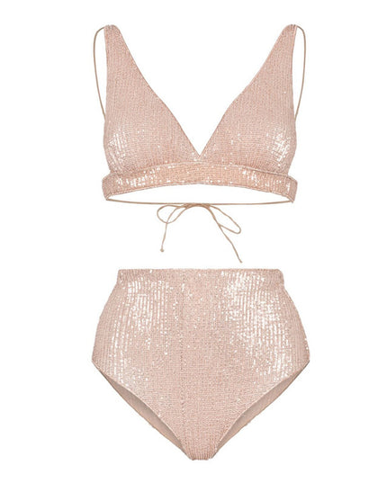 Light luxury sequin split bikini swimsuit
