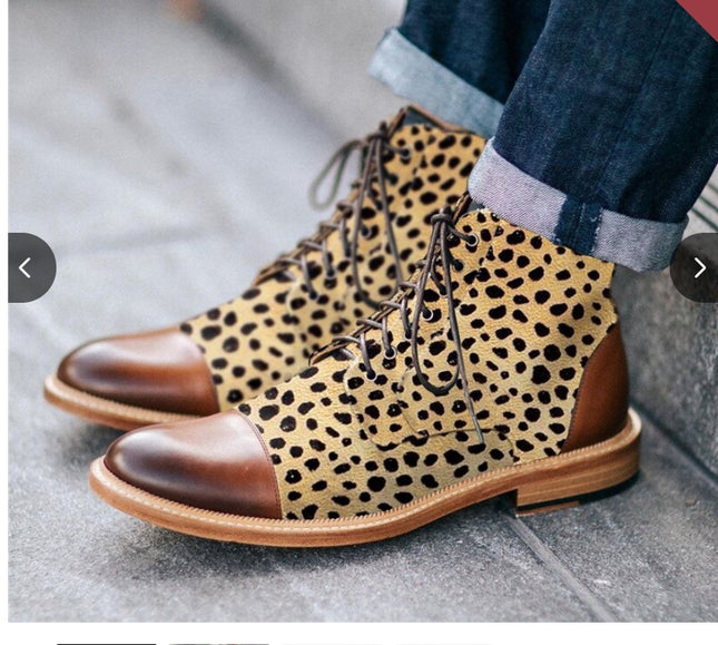 Spring Low Heel Front Lace Up Low Tube Martin Boots Men's Shoes